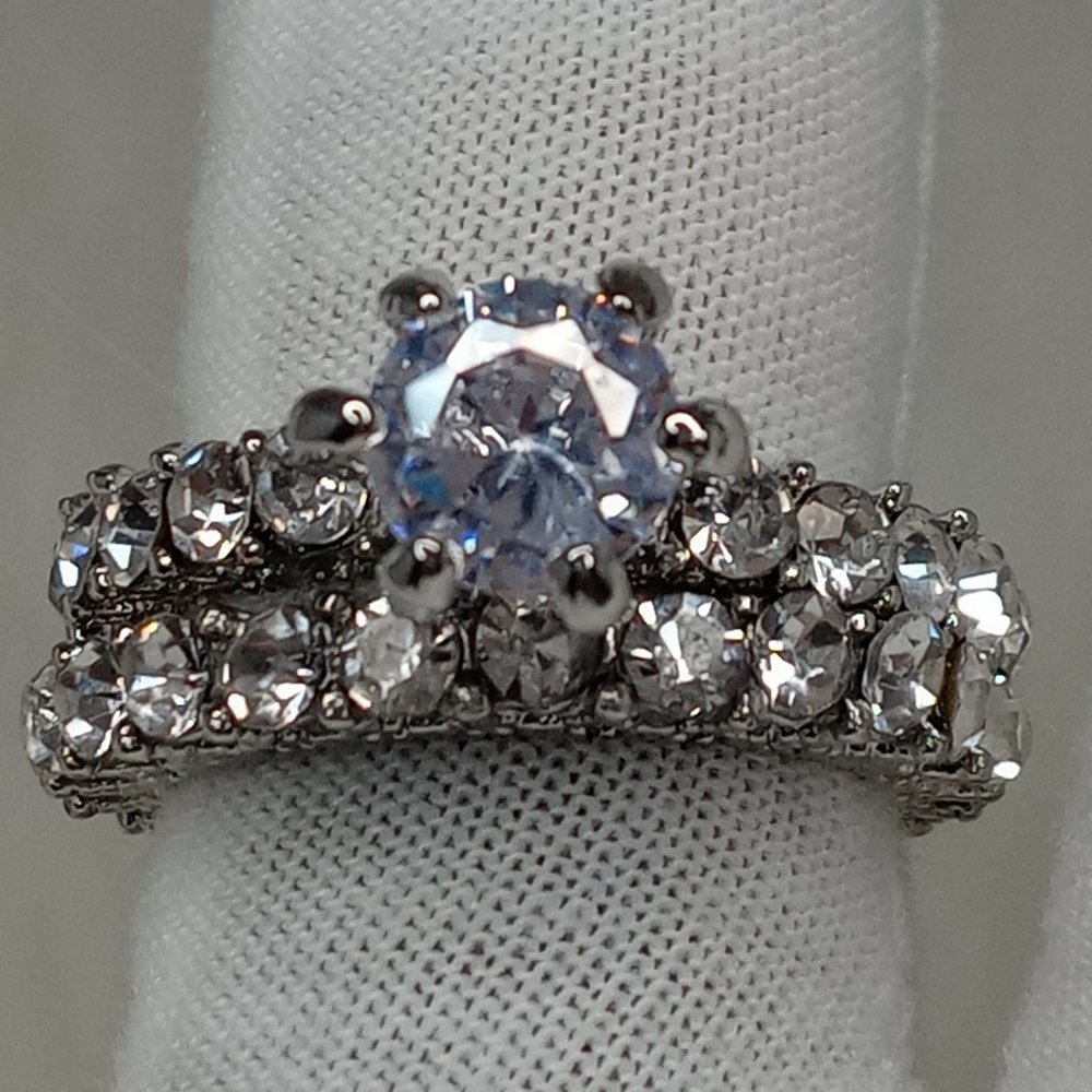 2Pc Silver Engagement Ring set